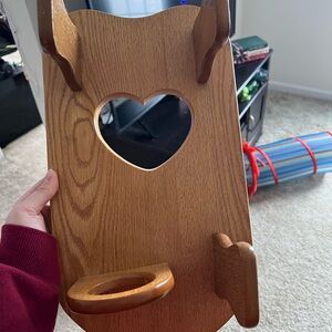 Wooden Heart-Shaped antique hair dyer/straightener holder.